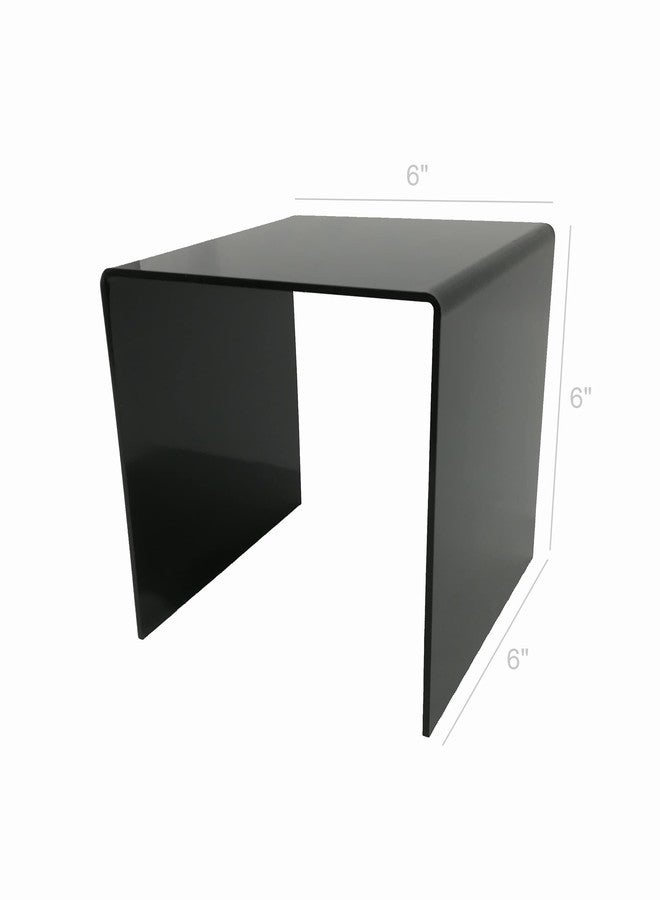 FixtureDisplays® One Riser Combo 6" Cube 3-Sided Black Plexiglass Pedestal Lucite Acrylic Display Risers Jewelry Showcase Fixtures - 1/8" Thick 16905-6INCH-BLACK-NPF - Image 2