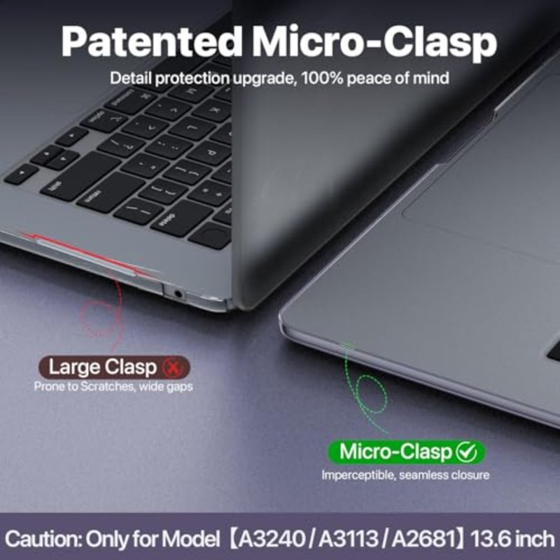 Soonjet Compatible with MacBook Air 13 inch Case, Crystal Clear Shell, Fits 2022-2026 M5/M4/M3/M2 A3449 A3240 A3113 A2681, Color-Matched Transparent Design for All MacBook Air 13.6 inch - Image 4