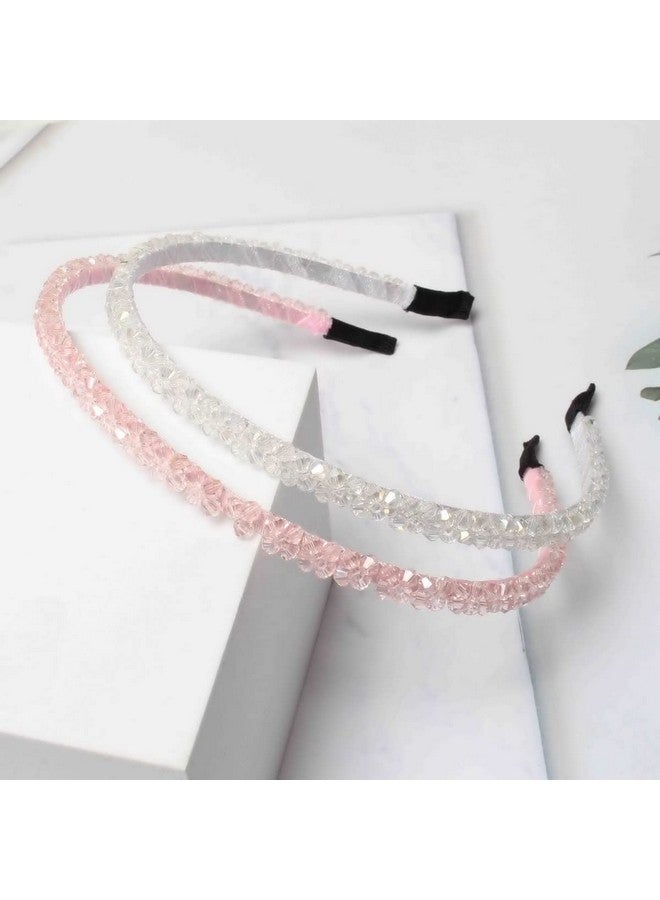 BIG BOX 4 Pcs Crystal Rhinestone Headbands for Women Girls Non-Slip Four Rows Bling Beaded Hair Bands Sparkly Hair Hoops Hair Accessories - Image 2