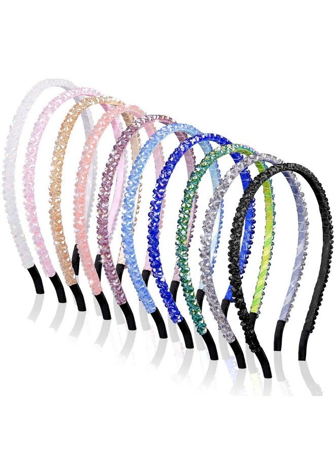 BIG BOX 4 Pcs Crystal Rhinestone Headbands for Women Girls Non-Slip Four Rows Bling Beaded Hair Bands Sparkly Hair Hoops Hair Accessories - Image 5