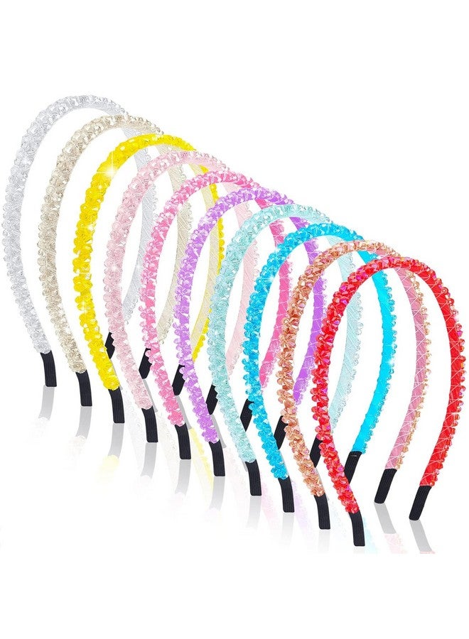 BIG BOX 4 Pcs Crystal Rhinestone Headbands for Women Girls Non-Slip Four Rows Bling Beaded Hair Bands Sparkly Hair Hoops Hair Accessories - Image 4