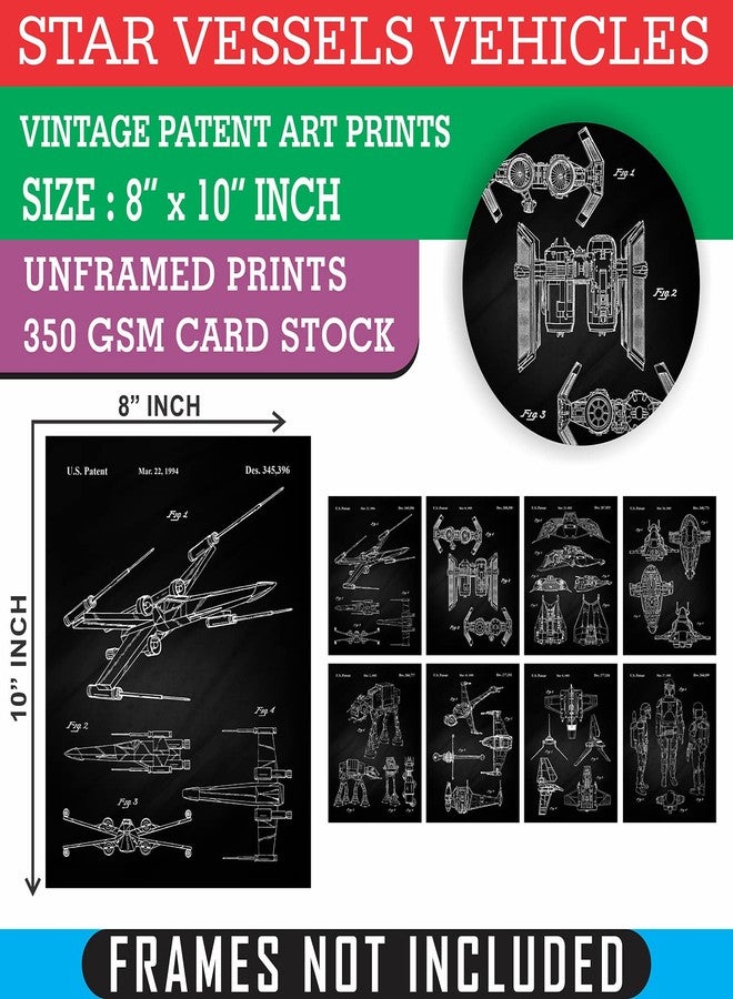 PARTH IMPEX Vintage Star Vessels Patent Prints - Set of 9 (8x10) Unframed Wall Art Poster Gifts for Boys Men Women Home Office Studio Garage Man Cave Student Comic-Con Sci Fi Wars Movies Fan Game Room Decor - Image 2