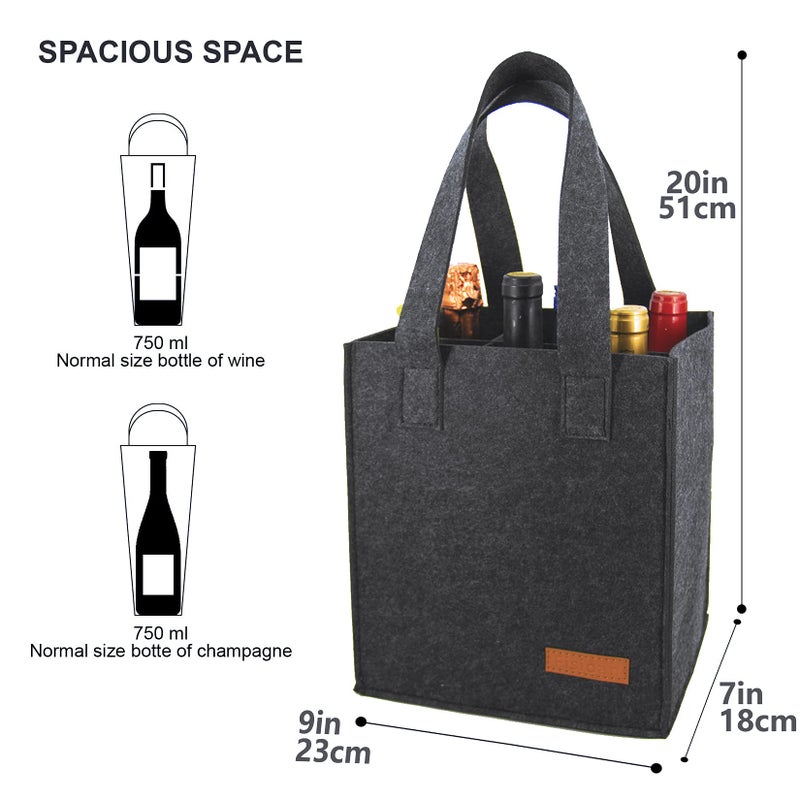 Fisioan 6 Bottle Wine Carrier Tote Reusable Grocery Bags for Travel, Camping and Picnic, Perfect Wine Lover Gift - Image 2