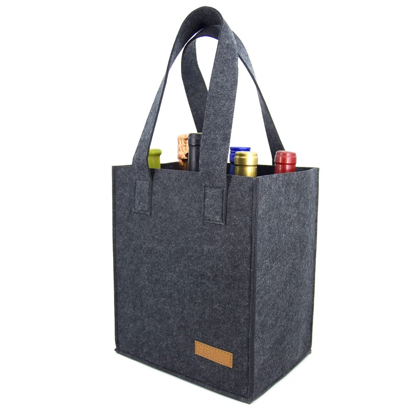 Fisioan 6 Bottle Wine Carrier Tote Reusable Grocery Bags for Travel, Camping and Picnic, Perfect Wine Lover Gift - Image 1