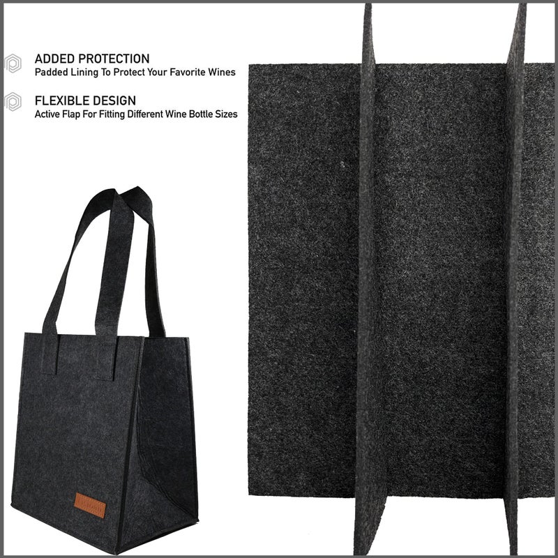 Fisioan 6 Bottle Wine Carrier Tote Reusable Grocery Bags for Travel, Camping and Picnic, Perfect Wine Lover Gift - Image 4