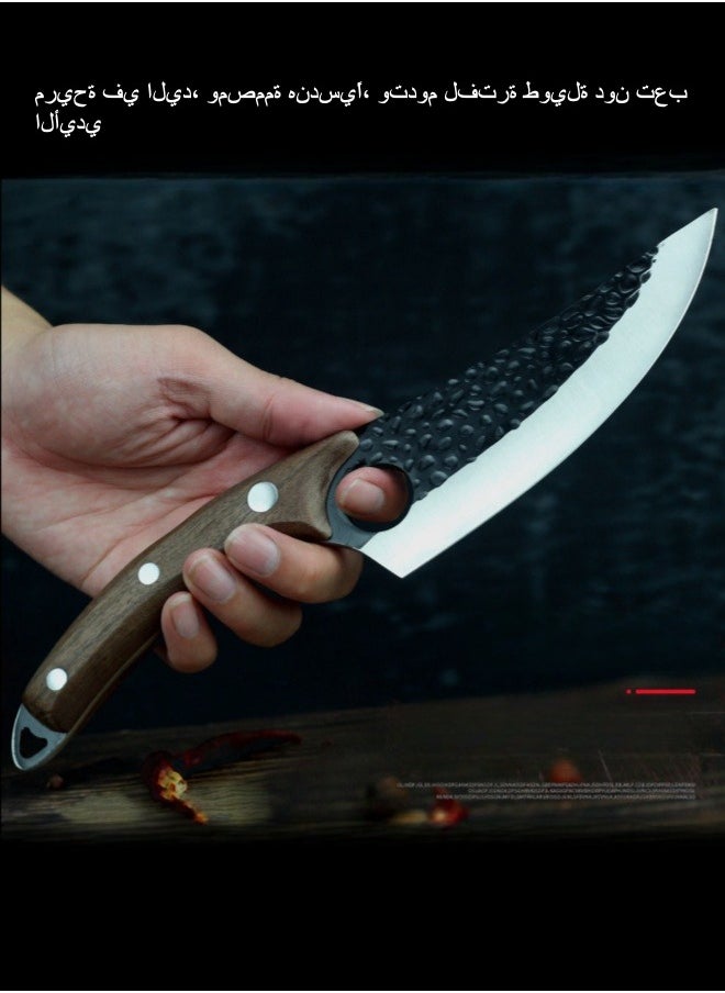 Browning - Stainless Steel Express Skinning and Cutting Point Knife Hammer Pattern Slicing Knife Deboning Knife Beef and Sheep Butchering Knife - Walnut Color Handle - Image 1