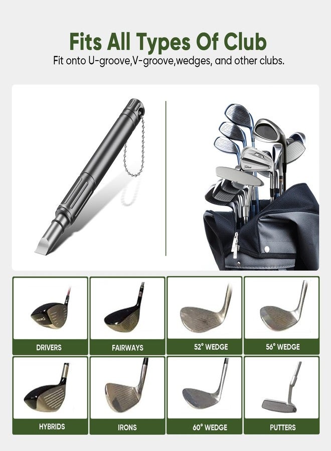 Jiskan Pro Golf Club Grooves Sharpener Cleaner Tool for Wedges&Irons, Essential Golf Accessories Golf Gifts for Men Cool Golf Gear Unique Golf Bag Accessories Golf Gadget (Grey) - Image 2