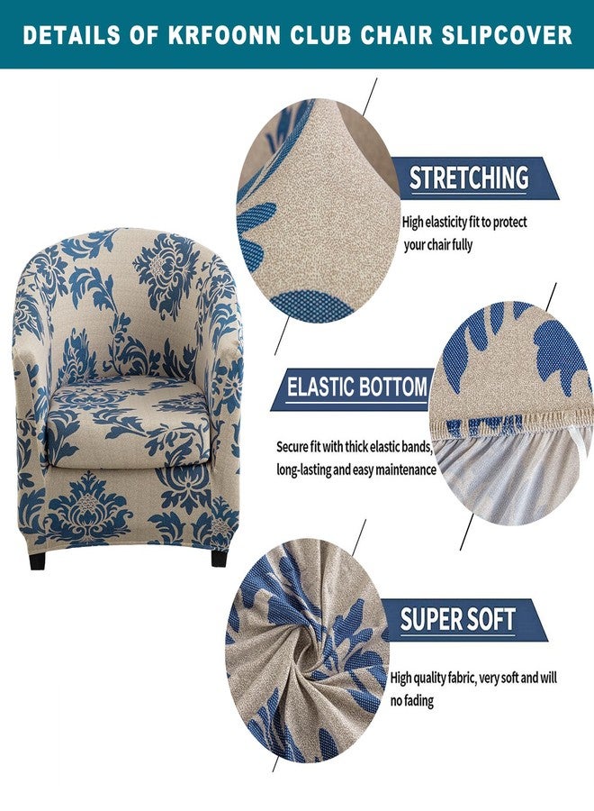 KRFOONN Club Chair Slipcover 2 Piece Stretch Printed Round Barrel Chair Covers Removable Tub Chair Slipcover with Elastic Bottom Chair Coverings Furniture Protector Cover for Living Room, B13 - Image 2
