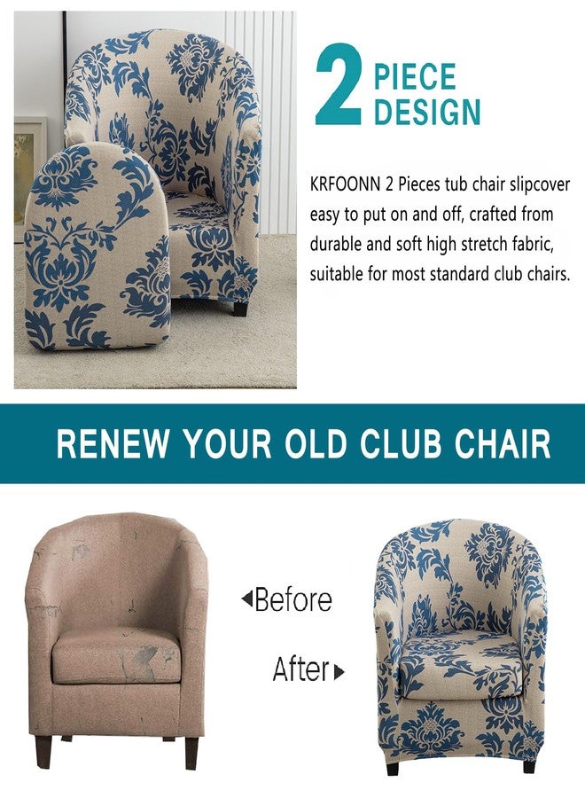 KRFOONN Club Chair Slipcover 2 Piece Stretch Printed Round Barrel Chair Covers Removable Tub Chair Slipcover with Elastic Bottom Chair Coverings Furniture Protector Cover for Living Room, B13 - Image 3
