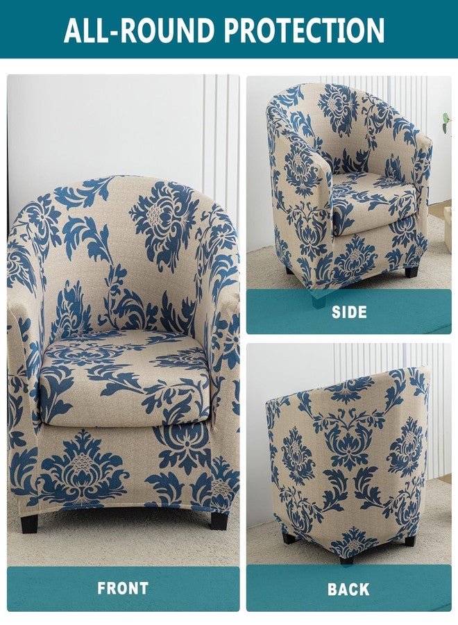KRFOONN Club Chair Slipcover 2 Piece Stretch Printed Round Barrel Chair Covers Removable Tub Chair Slipcover with Elastic Bottom Chair Coverings Furniture Protector Cover for Living Room, B13 - Image 4