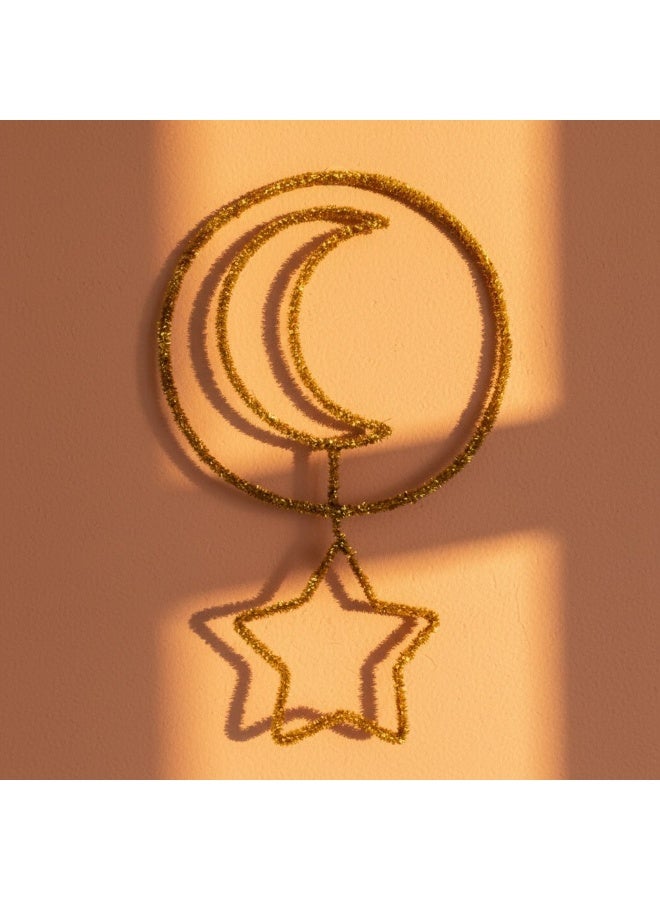 دلاية زينة رمضان ذهبية بتصميم هلال ونجمة - ديكور حائط احتفالي - Image 4