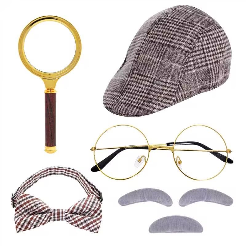 HOVEOX Detective Costume Detective Outfit Costume Accessories Hat Prop Halloween Style 3 - Image 1