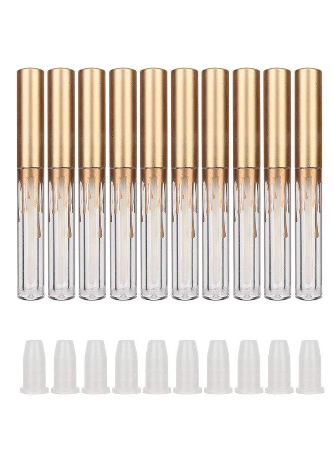 Rotekt1740 10 pcs Empty Lip Gloss Tubes, Transparent and Glod Plastic Lip Gloss Tube Containers DIY Lipstick Balm Travel Makeup Transparent Bottle With Matte Gold Cap Lip Gloss Bottles - Image 1