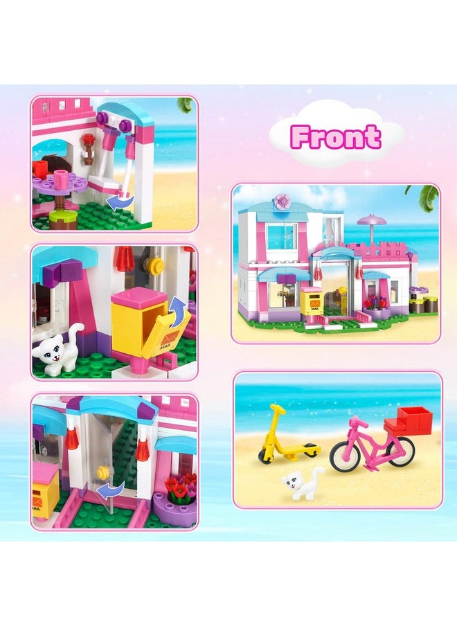 BRICK STORY BRICK STORY Dream Girls Friends House Building Sets Beach House for Girls 319 PCS Seaside Villa with Swing Sun Lounger Building Kit Play Set Toys for Kids Aged 6-12  - Image 2