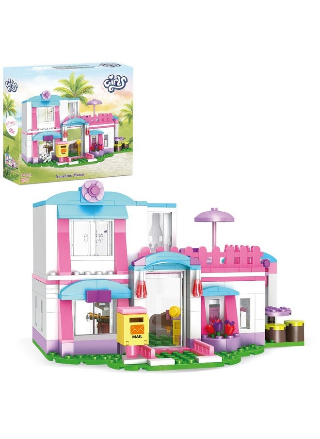 BRICK STORY BRICK STORY Dream Girls Friends House Building Sets Beach House for Girls 319 PCS Seaside Villa with Swing Sun Lounger Building Kit Play Set Toys for Kids Aged 6-12  - Image 1