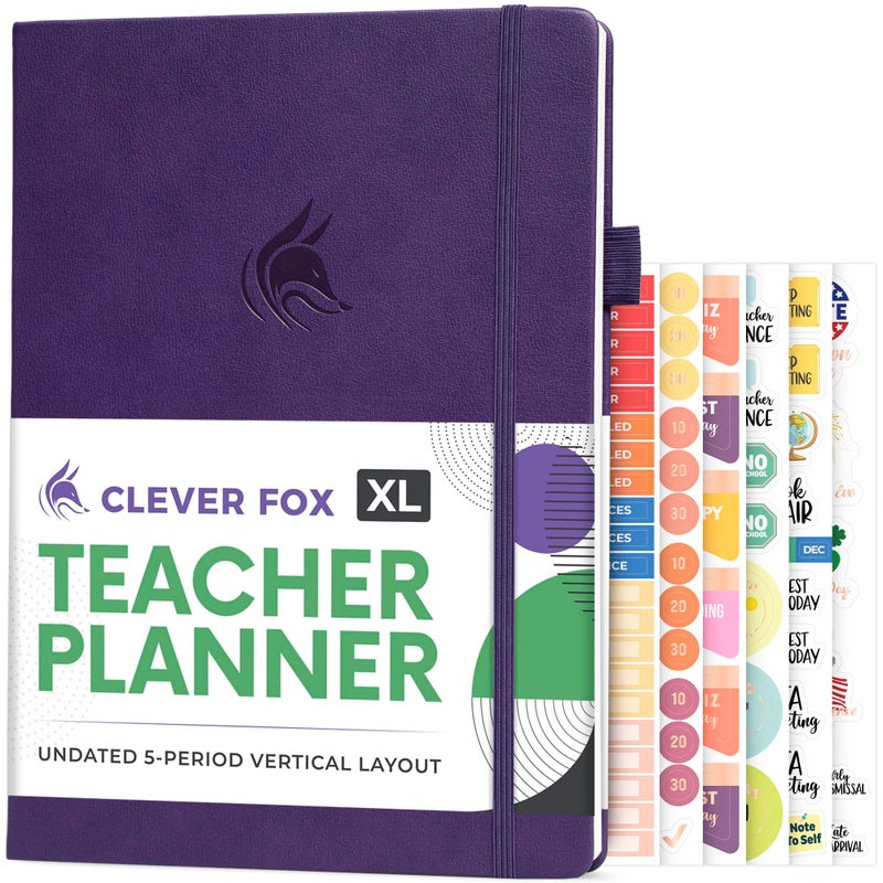 Clever Fox Teacher Planner School Year Planner with Calendars Lesson Plans Book for Classroom Homeschool Organization A4 Purple - Image 2
