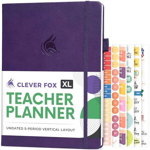 Clever Fox Teacher Planner School Year Planner with Calendars Lesson Plans Book for Classroom Homeschool Organization A4 Purple - Image 1