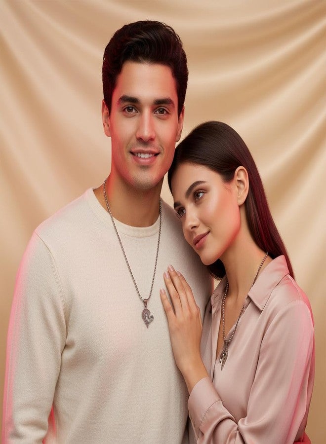 The Men Gift Split Heart Couple Pendant Necklace Set with Crystal Accents, Engraved “I Love You” BLSCup202521 - Image 5