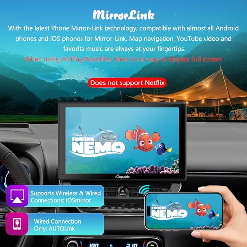 Carpuride W901 Pro with Wireless Bluetooth Transmission Portable Carplay & Android Auto Car Stereo, 9 inch 1080P Touch Screen, Mirror Link/GPS/Siri/FM, with 3 Bracket - Image 5