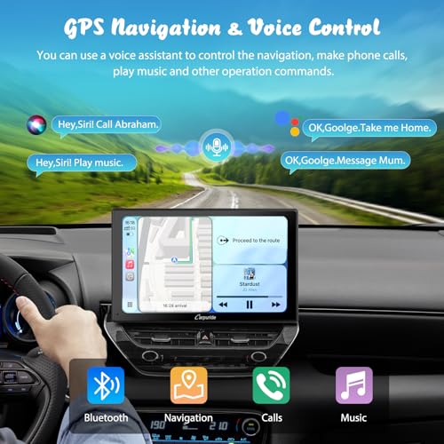 Carpuride W901 Pro with Wireless Bluetooth Transmission Portable Carplay & Android Auto Car Stereo, 9 inch 1080P Touch Screen, Mirror Link/GPS/Siri/FM, with 3 Bracket - Image 2