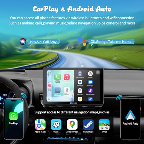 Carpuride W901 Pro with Wireless Bluetooth Transmission Portable Carplay & Android Auto Car Stereo, 9 inch 1080P Touch Screen, Mirror Link/GPS/Siri/FM, with 3 Bracket - Image 3
