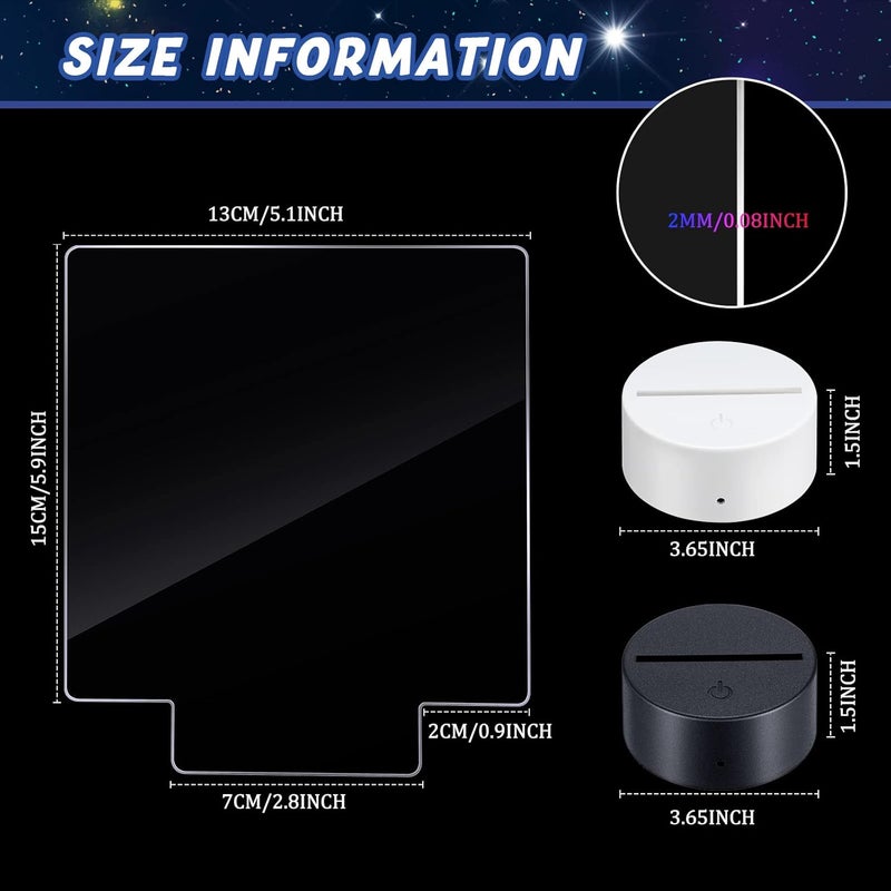 Riakrum 12 Pieces LED Light Display Base with Clear Acrylic Square Sheet 3D Night LED Lamp Display Base 16 Colors and 4 Modes Remote Control USB Cable for DIY Craft Room Bar Child Gift Lamp Light Set - Image 4