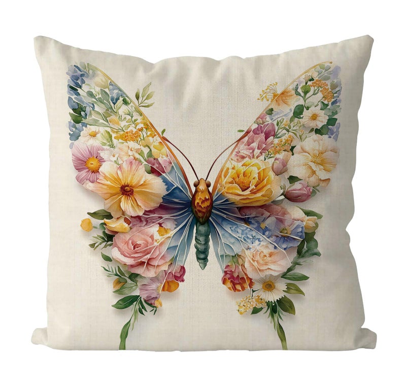 GAGEC Spring Pillow Covers 18x18 Inch Spring Decor Floral Butterfly Decorative Throw Pillow Covers Seasonal Holiday Cushion Case Farmhouse Home Sofa Living Room Decorations - Image 1