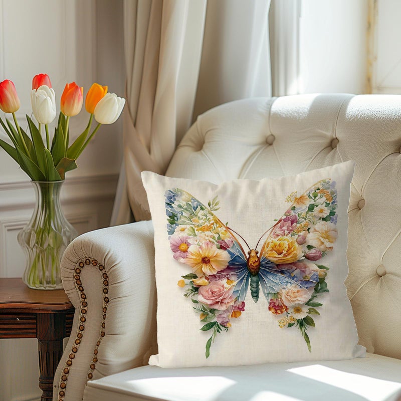 GAGEC Spring Pillow Covers 18x18 Inch Spring Decor Floral Butterfly Decorative Throw Pillow Covers Seasonal Holiday Cushion Case Farmhouse Home Sofa Living Room Decorations - Image 2