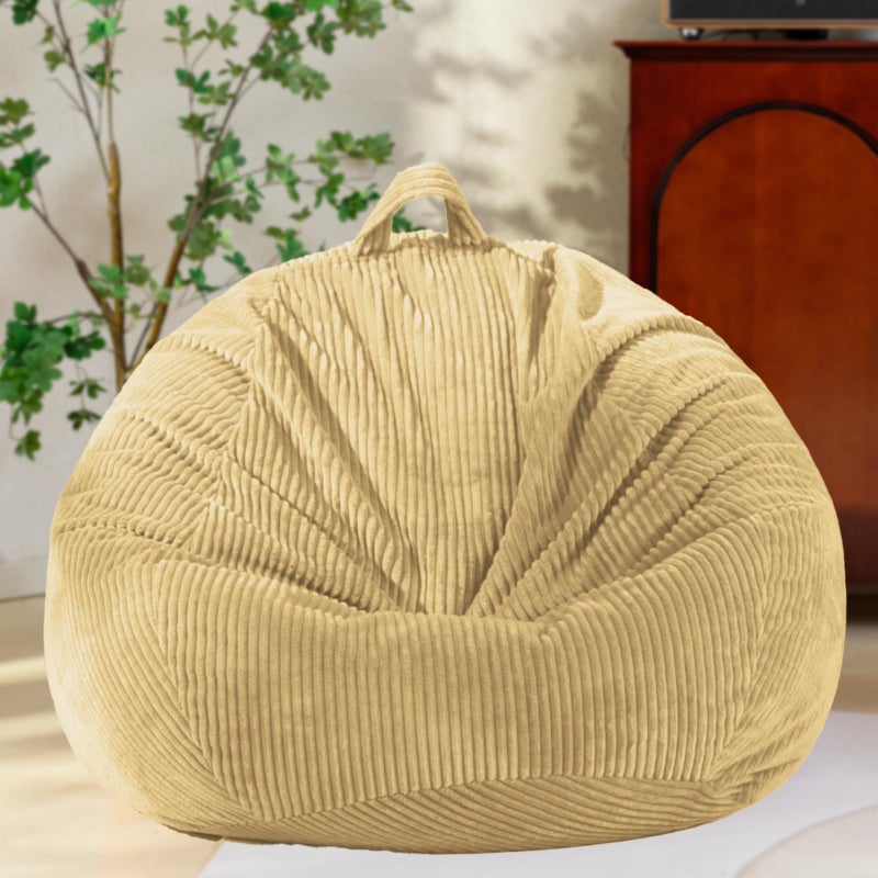Stuffed Animal Storage Bean Bag Chair Cover No Filler Large Toy Storage Organizer  Comfy Kids Sofa Chair for Playroom Teens Adults ToddlerCorduroy Khaki Cover Only