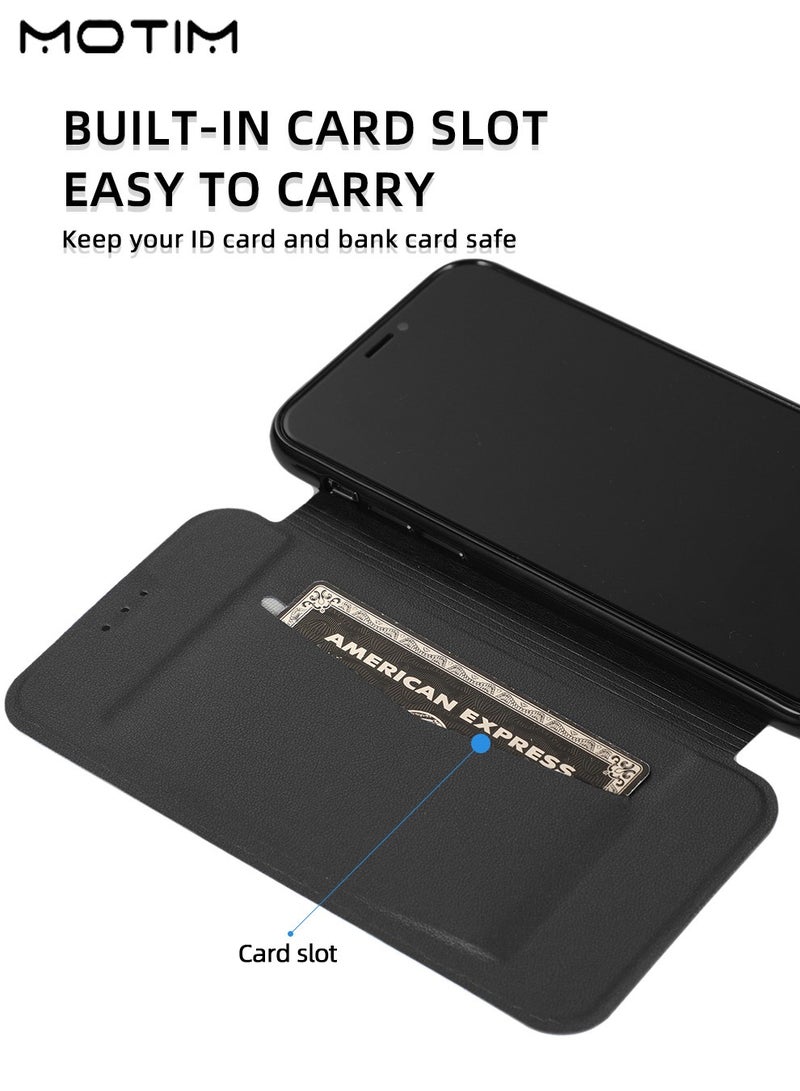 Motim iPhone 16 Pro/16 Pro Max Flip Case with Card Holder, Sturdy Stand Fuction, Shockproof Drop Protection, Leather Protective Phone Case Transparent Back Cover for iPhone 16 Pro Max/16 Pro Max - Image 3