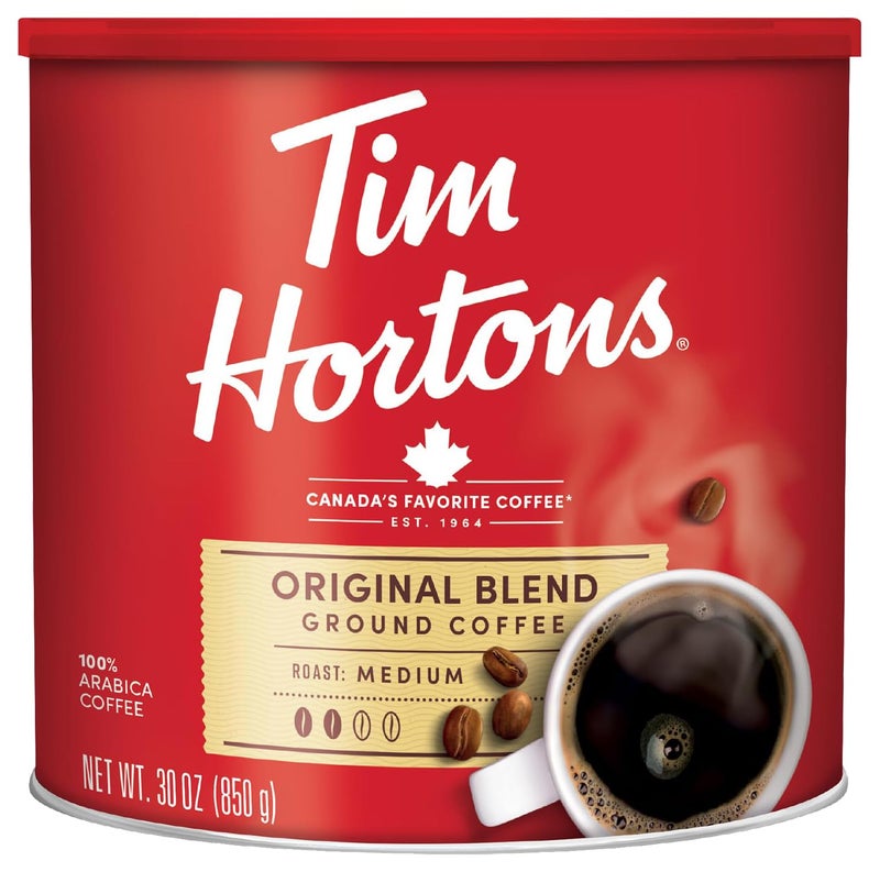 Tim Hortons Original Blend 100% Arabica Ground Coffee Can, 30 Ounces - Image 1