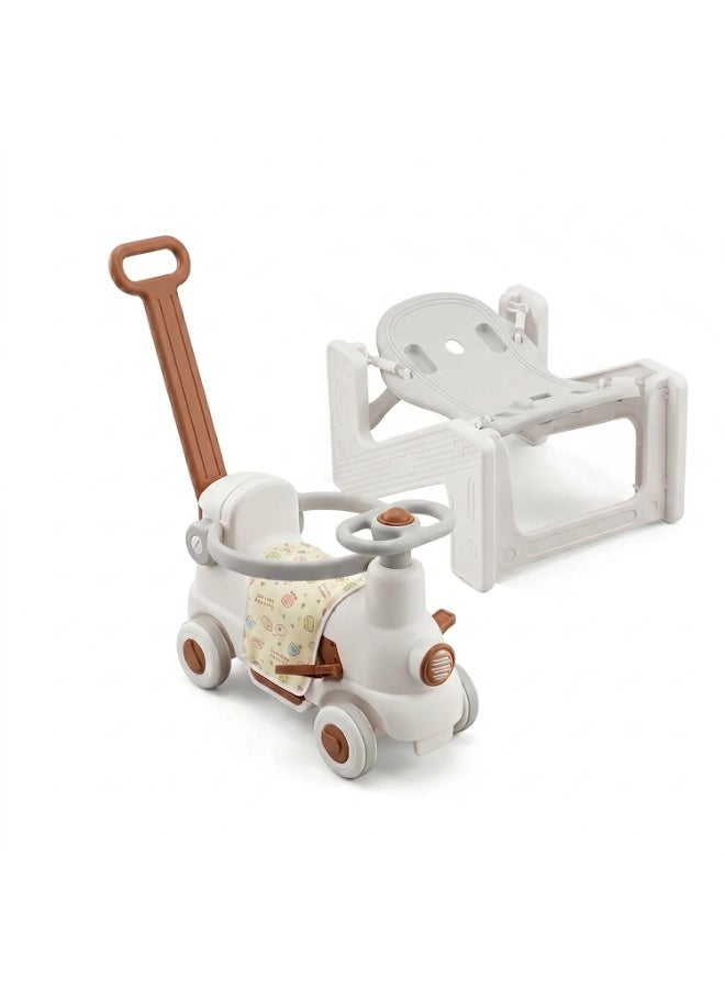 3-in-1 Rocking Train Carriage for Toddlers with 40° Anti-Tip Rocker, Push Stroller Handle, Ride-On Function, Safety Guardrail, Silent Wheels, Musical Steering Wheel & Durable HDPE Construction for Ages 12-36 Months - Image 2