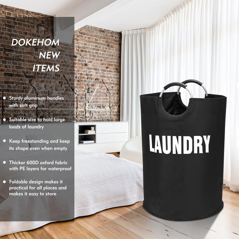 DOKEHOM 160L XX-Large Laundry Basket (7 Colors), Collapsible Laundry Bag, Foldable Laundry Hamper, Folding Washing Bin (Black, XXL) - Image 2
