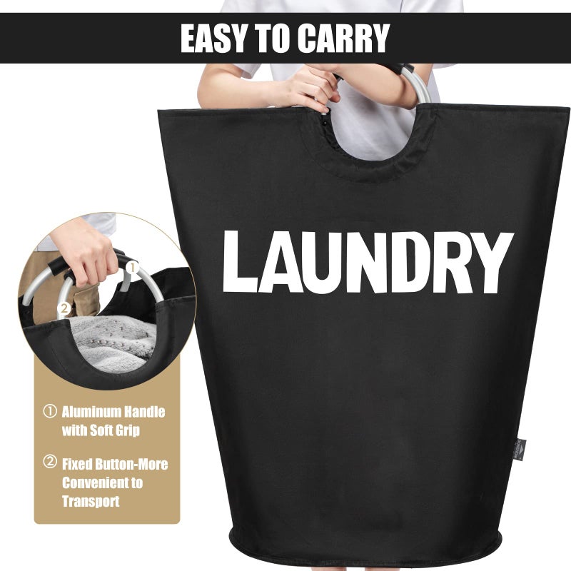 DOKEHOM 160L XX-Large Laundry Basket (7 Colors), Collapsible Laundry Bag, Foldable Laundry Hamper, Folding Washing Bin (Black, XXL) - Image 5