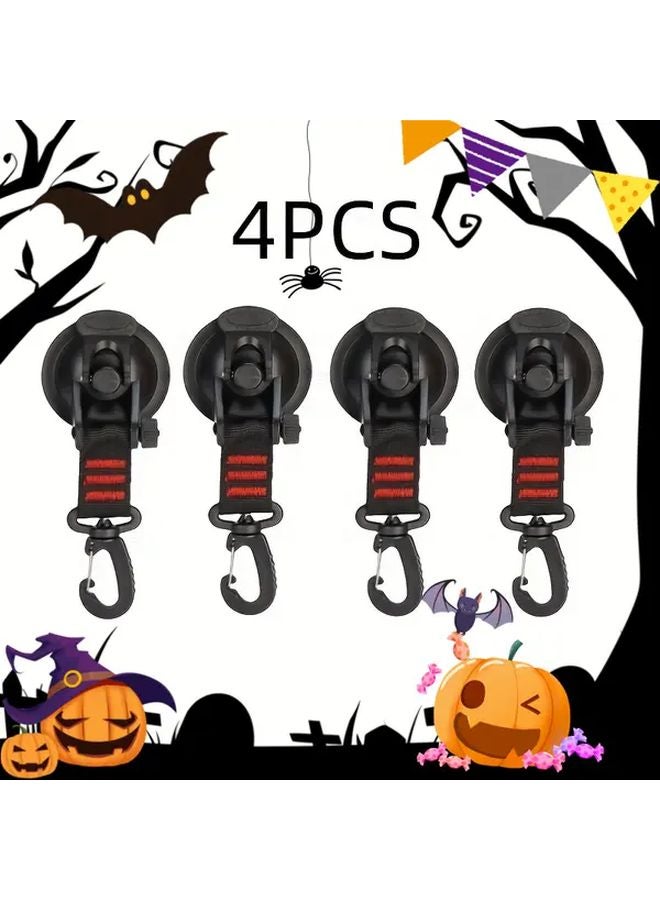 4 قطع خطافات شفط سوداء ثقيلة للسيارات والتخييم، مصنوعة من المعد عالي المتانة - Image 2