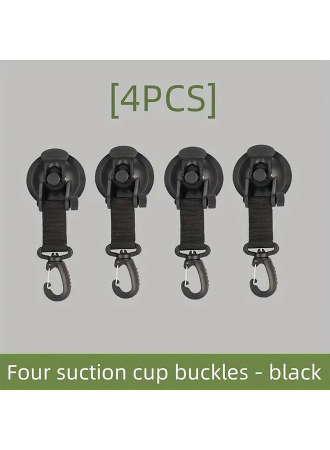 4 قطع خطافات شفط سوداء ثقيلة للسيارات والتخييم، مصنوعة من المعد عالي المتانة - Image 1