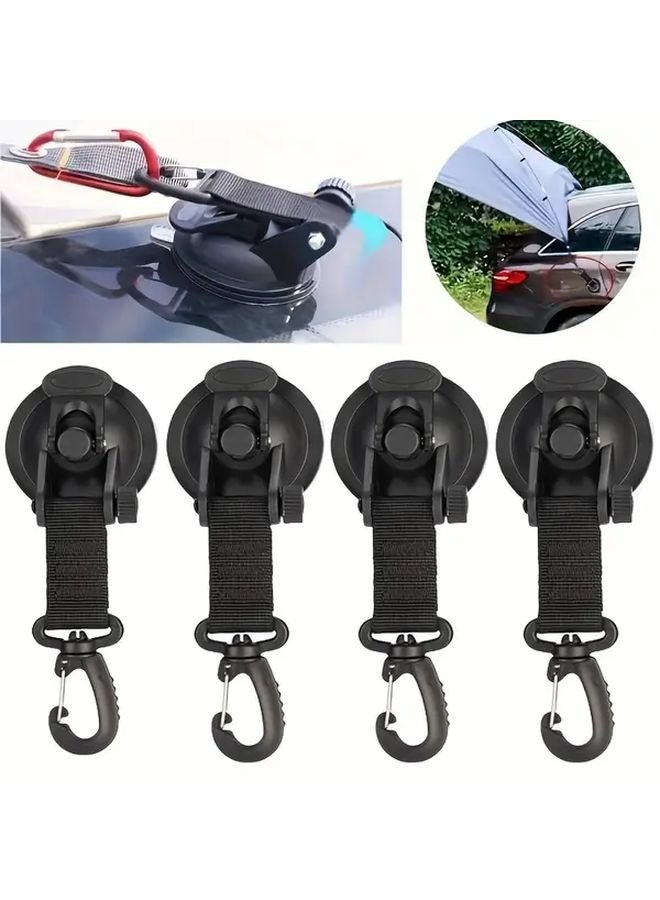 4 قطع خطافات شفط سوداء ثقيلة للسيارات والتخييم، مصنوعة من المعد عالي المتانة - Image 3