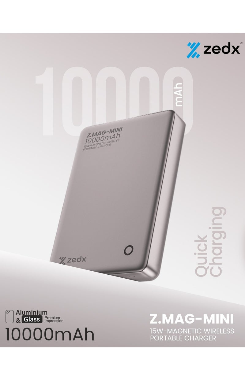 ZEDX ZX-W11P Z.MAG-MINI 10000mAh Power Bank, 15W Fast Wireless Charging, Ultra Slim 14mm – Compatible with All iPhone MagSafe Models - Image 2