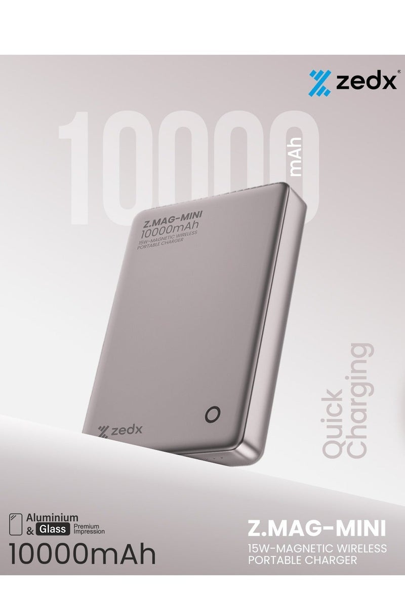 ZEDX ZX-W11P Z.MAG-MINI 10000mAh Power Bank, 15W Fast Wireless Charging, Ultra Slim 14mm – Compatible with All iPhone MagSafe Models - Image 3