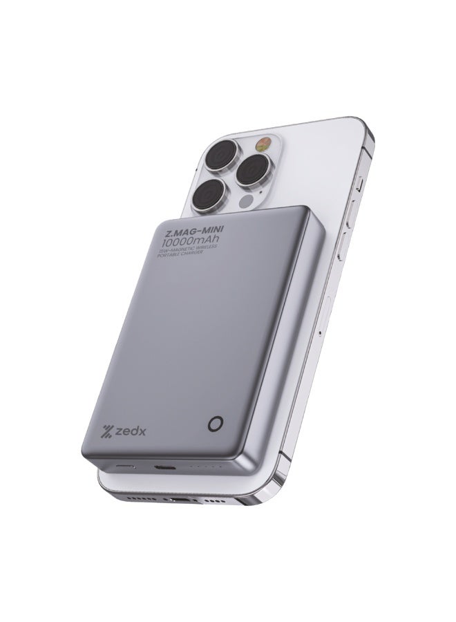 زيدكس باور بنك ZEDX ZX-W11P Z.MAG-MINI بسعة 10000mAh، شحن لاسلكي سريع بقدرة 15 واط، فائق النحافة بسُمك 14 ملم – متوافق مع جميع موديلات iPhone المزودة بتقنية MagSafe - Image 1