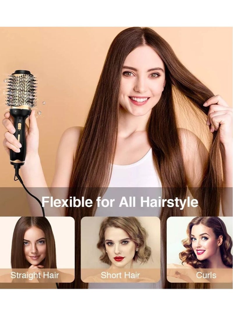 ELTRAZONE Hot Air Brush, 4 in 1 Hair Dryer Brush & Volumizer, One Step Blow Dryer Suitable for Straight and Curly Hair, Ceramic Coating Achieve Salon Styling at Home 1000W, Gold/Black - Image 1