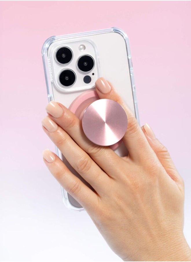 POPSOCKETS MagSafe PopGrip Metallic | Magnetic Phone Grip & Stand, Strong Magnet, for iPhone 15/14/13/12 & MagSafe Cases, Included Adapter Ring for non-MagSafe Phones & Cases - Pinky  - Image 2