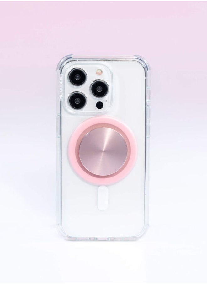 POPSOCKETS MagSafe PopGrip Metallic | Magnetic Phone Grip & Stand, Strong Magnet, for iPhone 15/14/13/12 & MagSafe Cases, Included Adapter Ring for non-MagSafe Phones & Cases - Pinky  - Image 3