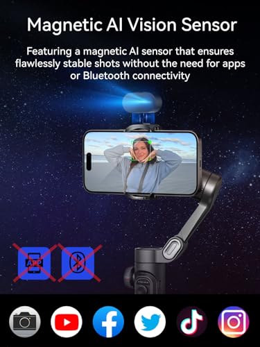 AOCHUAN Gimbal Stabilizer for Smartphone with AI Tracking Sensor, Gimbal with Focus Wheel for Phone/Android, Phone Stabilizer with 7.0 Anti-Shake for Video Recording-Smart XE AI - Image 2