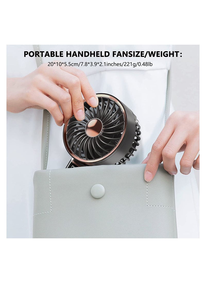 SYOSI Portable Handheld Fan, Rechargeable Battery Fan With 5 Speeds,  4000mAh Mini Fan With LED Display for Office, Home, Outdoor, Travel, Grey