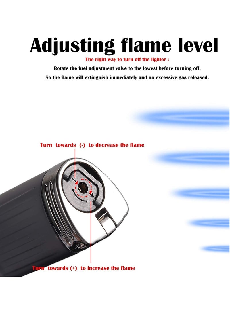 Honest Triple Jet Flame Cigar Torch Lighter - Windproof Butane Refillable Lighter with Built-in Cigar Puncher - Sleek Black Finish - Image 2