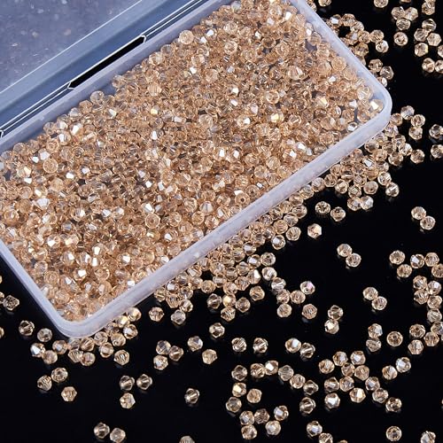 Laopottbeads 1100PCS 4mm Bicone Crystal Glass Beads for Jewelry Making, Sparkling Mini Beads for Suncatchers, DIY Bracelets & Craft Projects (Champagne Silver) - Image 1