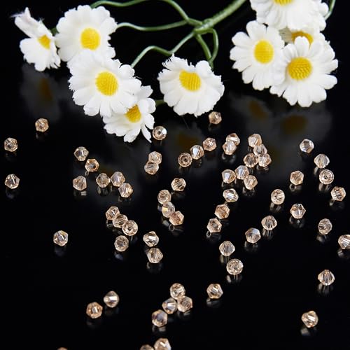 Laopottbeads 1100PCS 4mm Bicone Crystal Glass Beads for Jewelry Making, Sparkling Mini Beads for Suncatchers, DIY Bracelets & Craft Projects (Champagne Silver) - Image 3