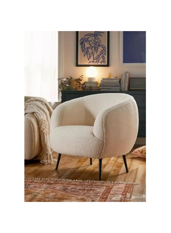 Al Home Swedish Wood and Boucle Side chair - White  - Image 1