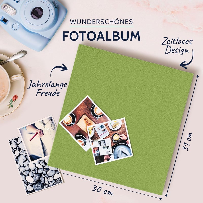 Goldbuch Summertime Trend 31805 Photo Album, 30 x 31 cm, Photo Book with 100 White Pages & Glassine Dividers, Linen Photo Album, Memory Album, Light Green - Image 2